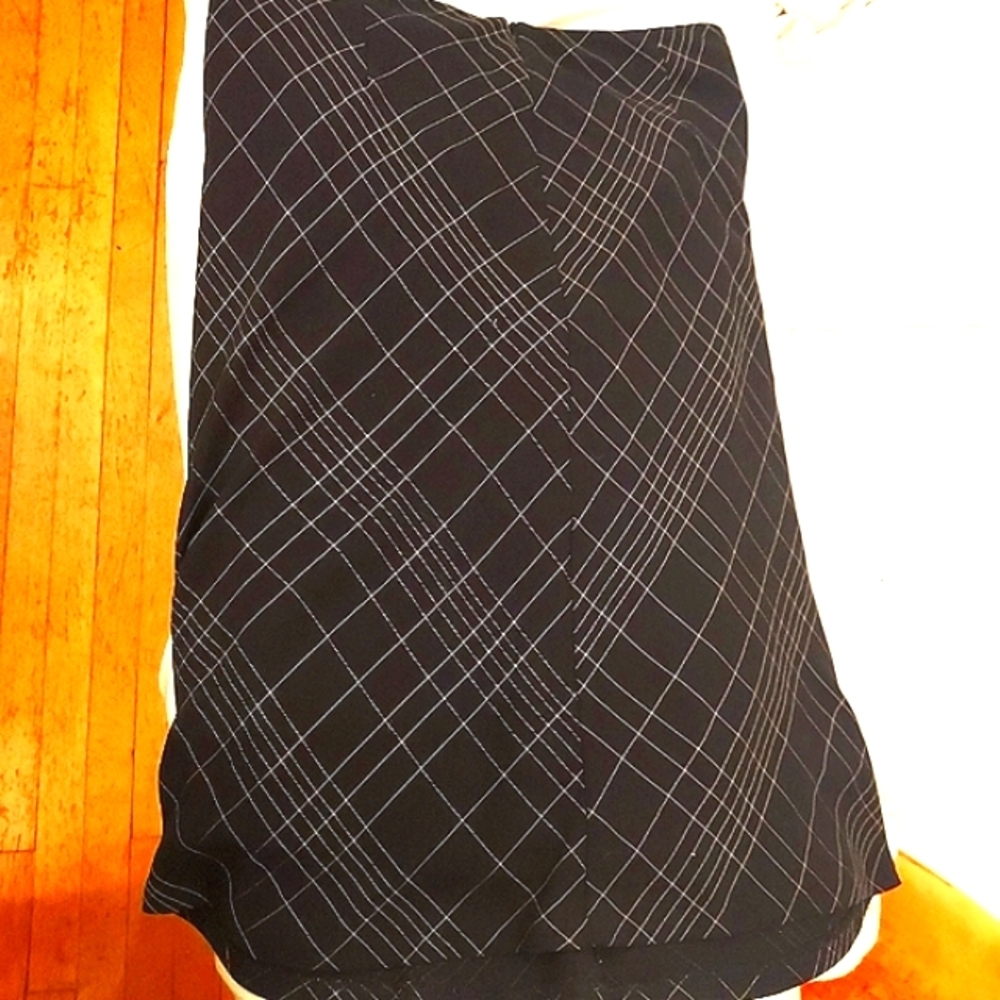 Vintage 90s T. Garment Black GeoPrint pencil office skirt size 14